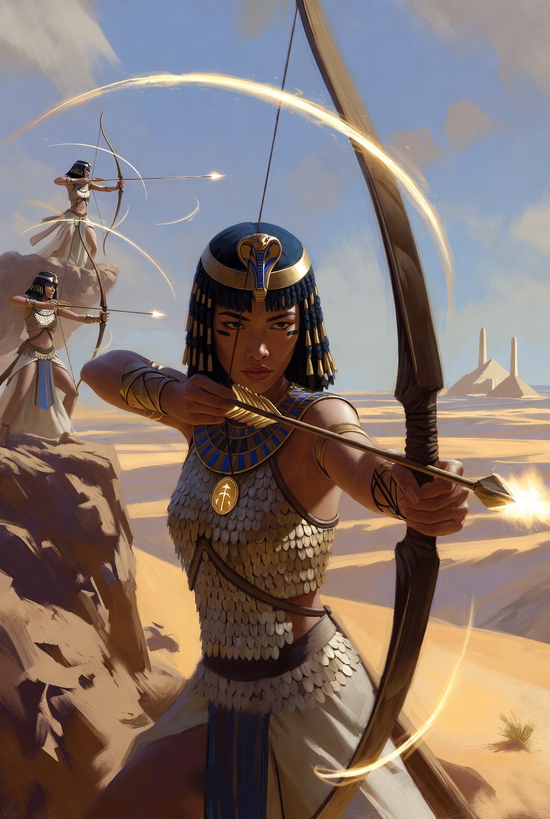 Neith — divine precision archer, a T1 ranged combat unit in the Egyptian desert army
