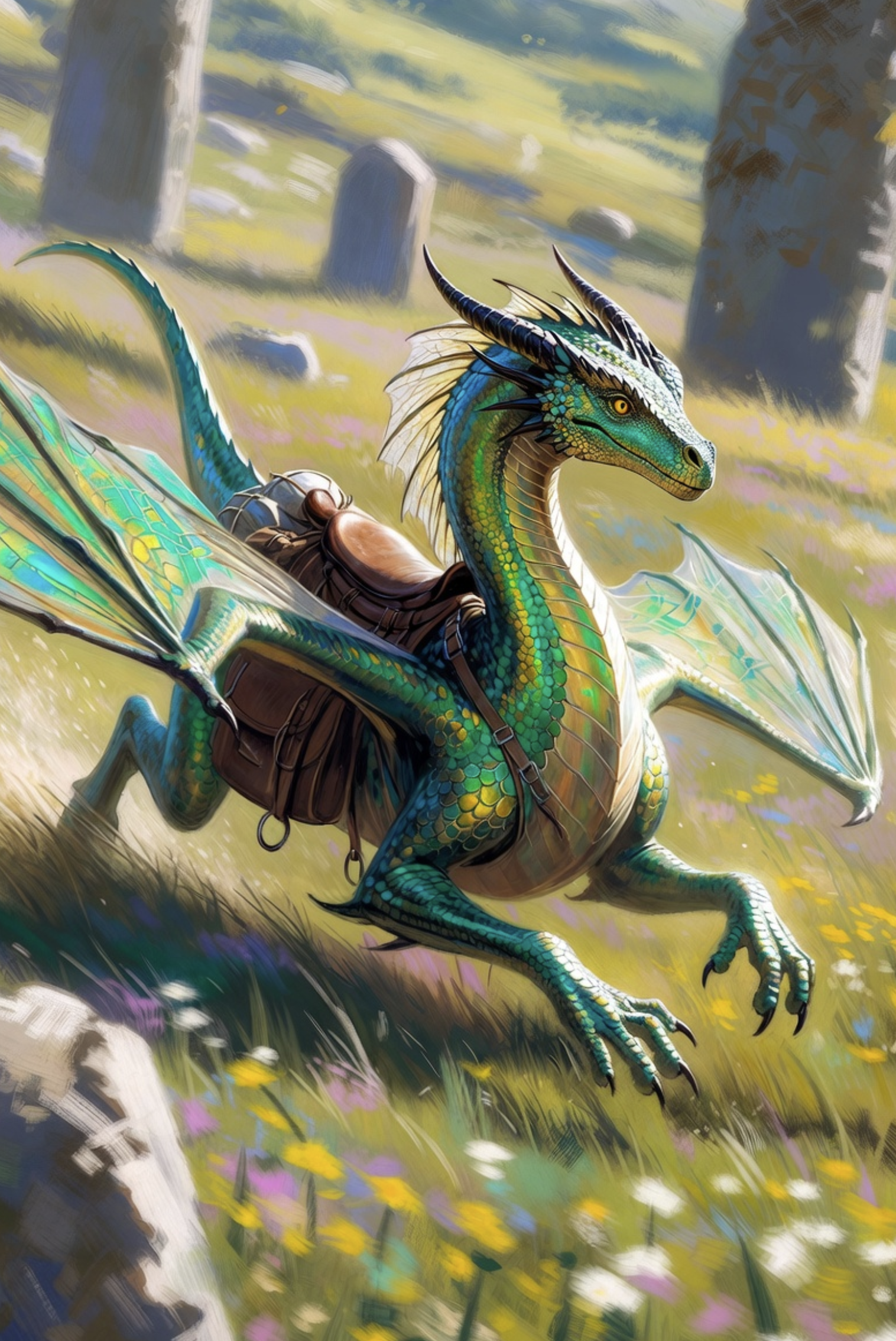 Fae Drake — iridescent swift flyer used as a T1 transport carrier in the Celtic grassland army