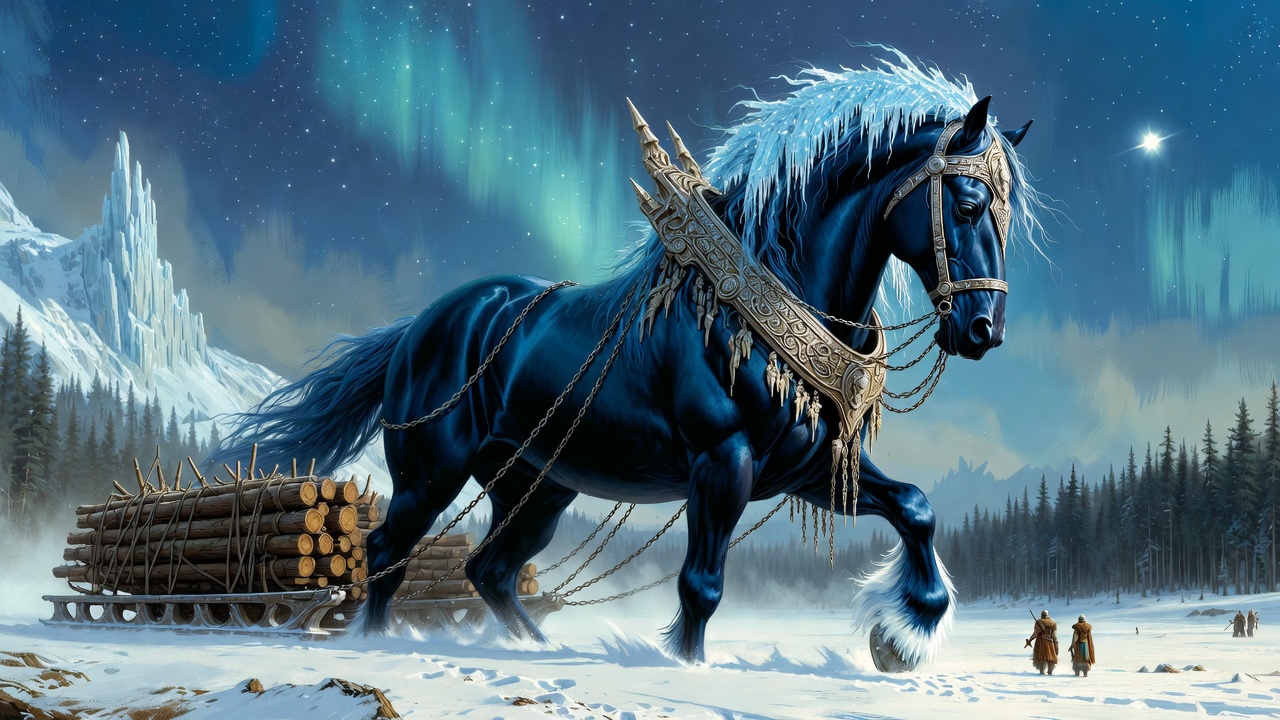 Hrimfaxi — divine frost horse, a T3 transport carrier in the Norse ice army