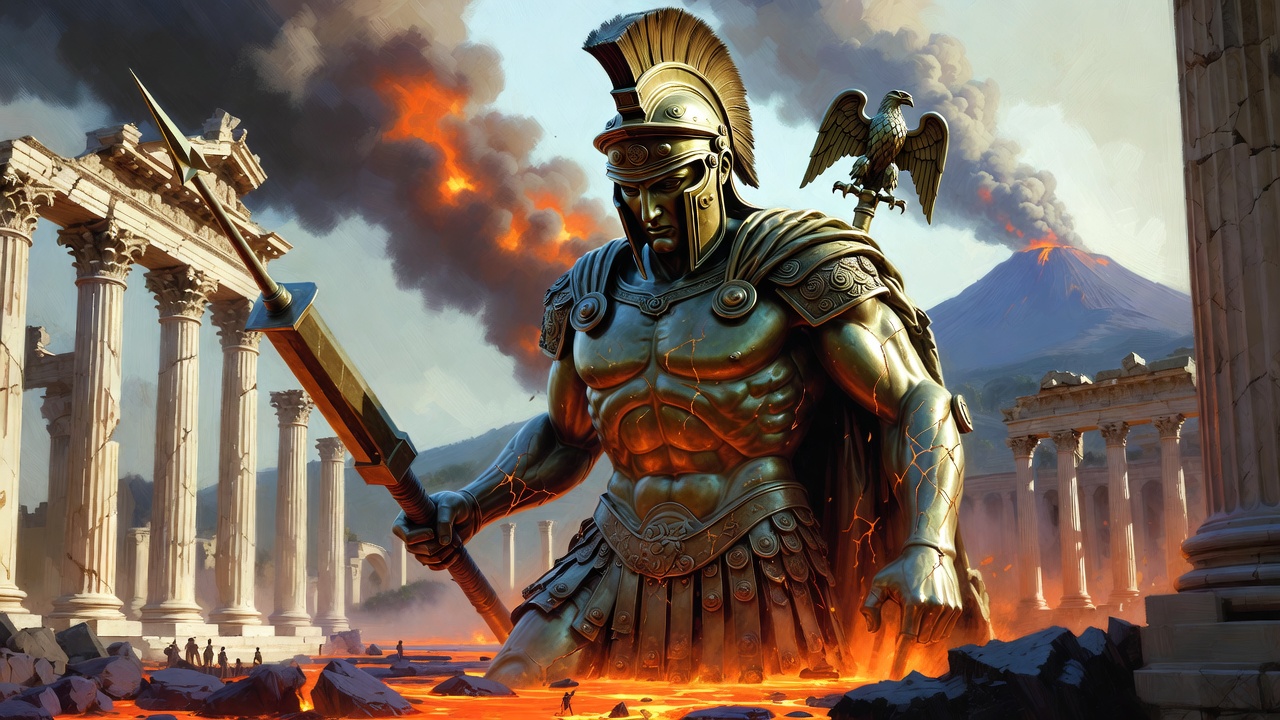 Colossus of Mars — towering war titan, a T3 melee combat unit in the Roman lava army