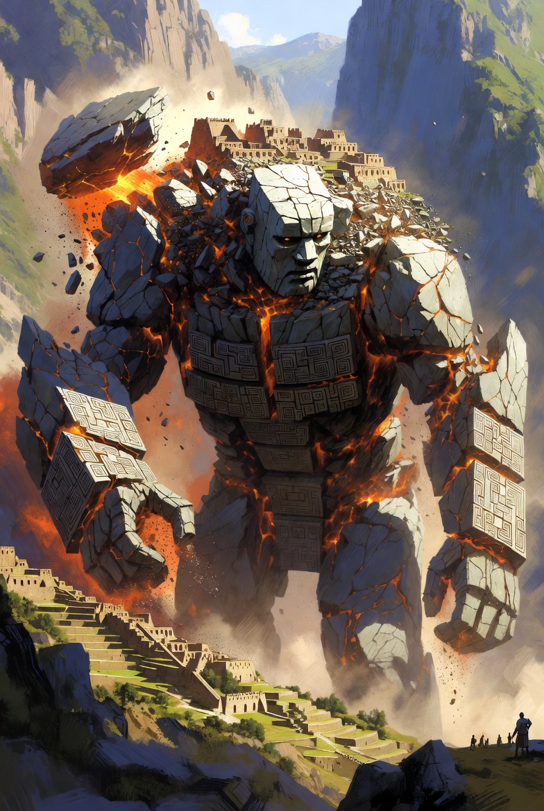 Huanca — walking siege monolith, a T3 siege combat unit in the Incan mountain army