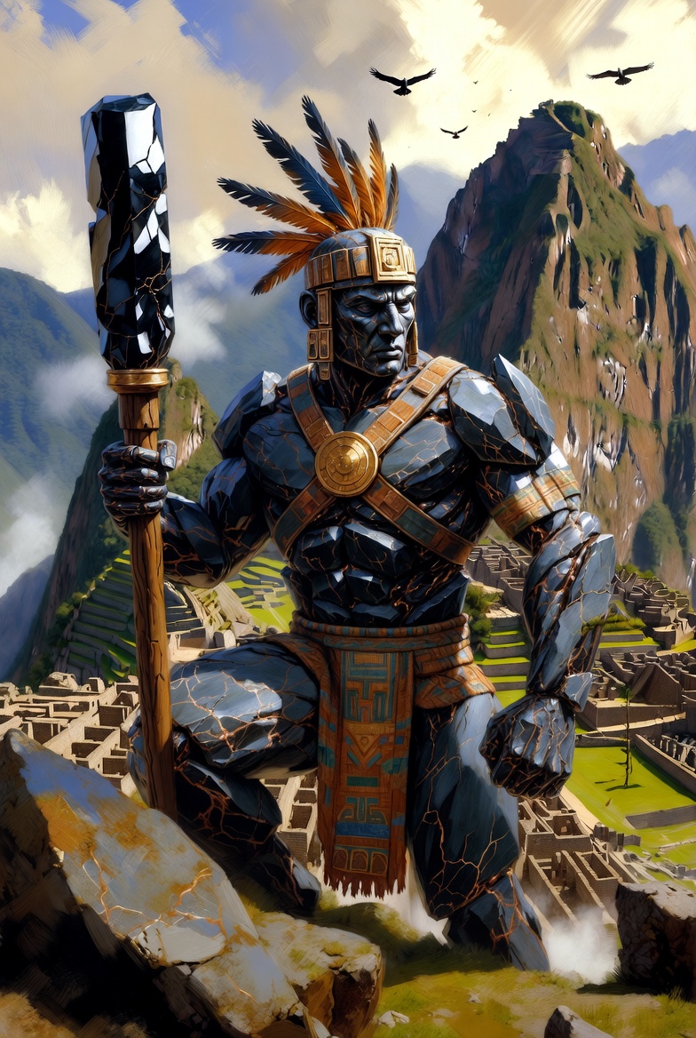 Rumi Sonqo — stone heart warrior, a T3 melee combat unit in the Incan mountain army