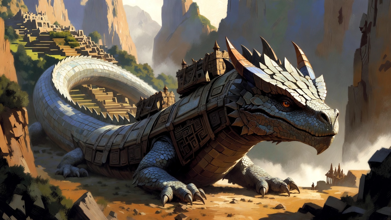Stone Amaru — serpent earth guardian, a T2 transport carrier in the Incan mountain army